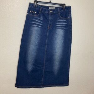 DANIEL Vintage Y2K Denim Maxi Skirt Blue Wash Classic A Line Size XL